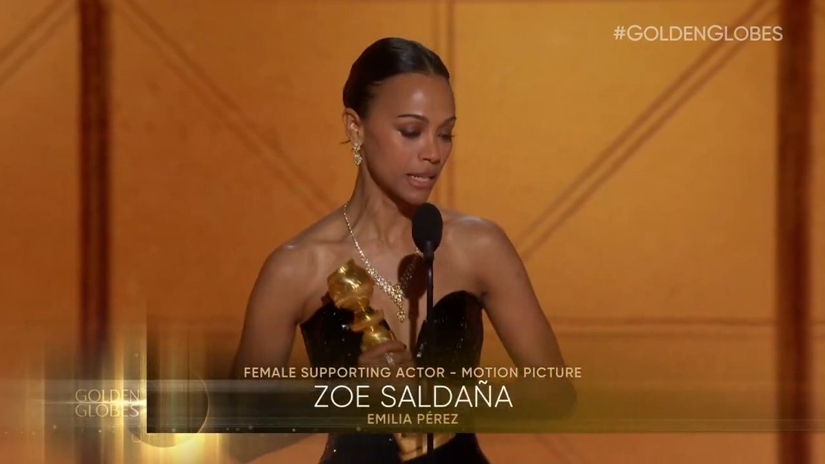 Your talent knows no bounds, Zoe Saldaña! Congratulations on winning Best Supporting Female Actor – Motion Picture at the #GoldenGlobes!