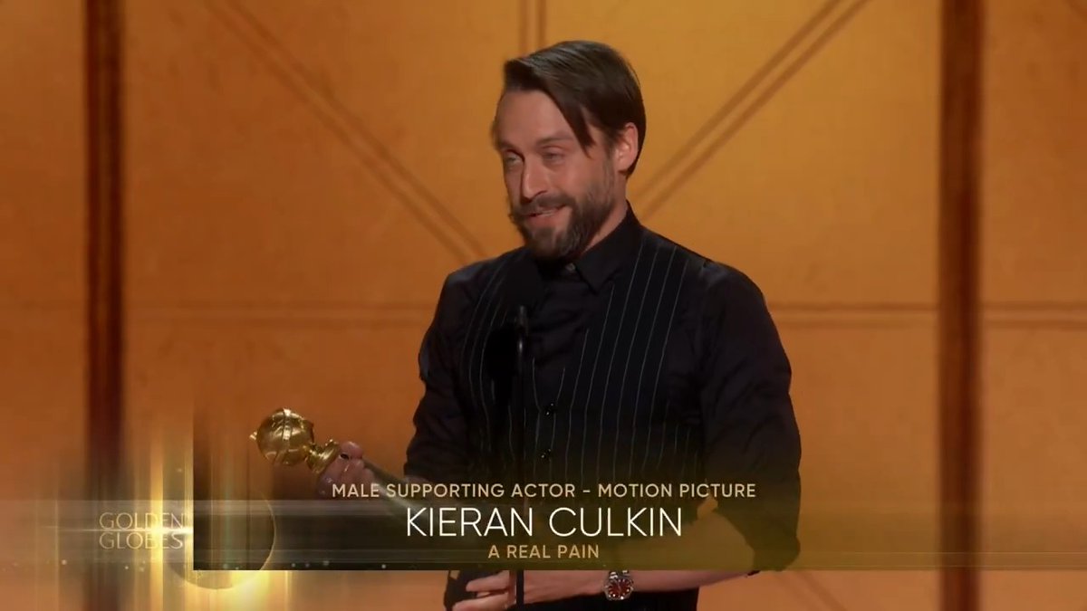 Hats off to you, Kieran Culkin! Congratulations again on winning the award for Best Supporting Male Actor – Motion Picture! There are more awards coming up 🔜 tune in to the #GoldenGlobes happening NOW on CBS and Paramount+!