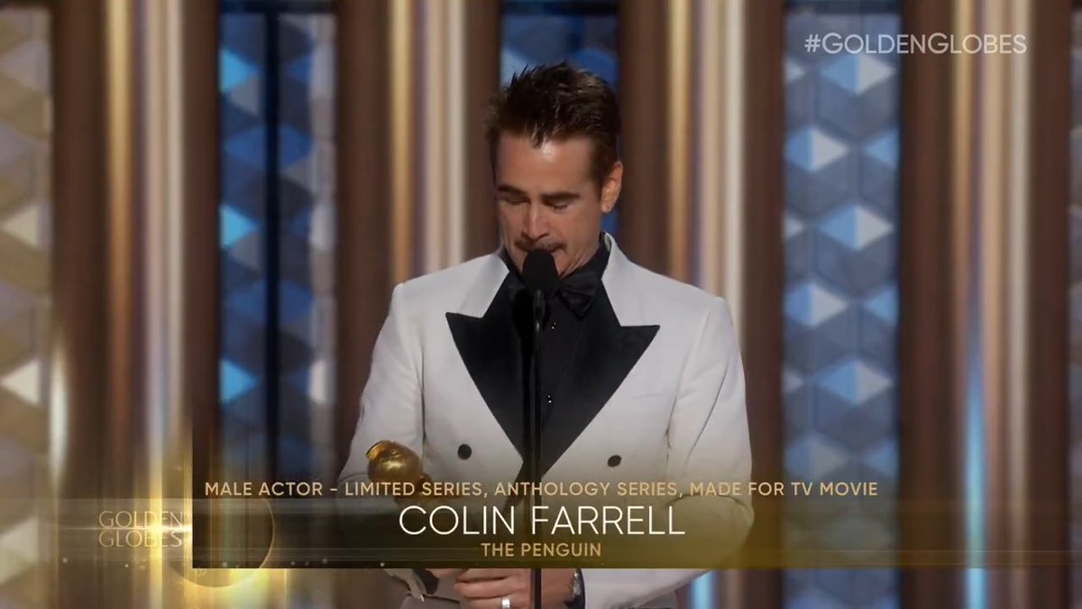 Congrats on your win, Colin Farrell! Here's to winning the #GoldenGlobes award for Best Male Actor – Limited Series, Anthology Series or Television Motion Picture for The Penguin 🍿