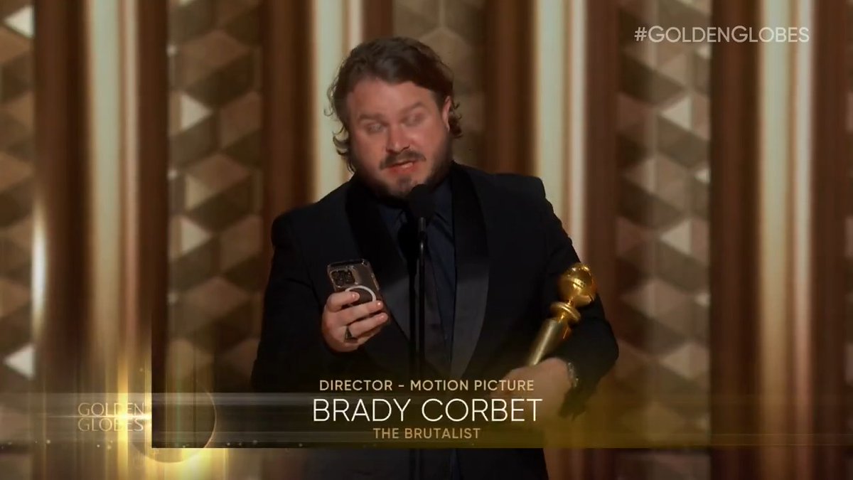 Congratulations to Brady Corbet for winning the award for Best Director – Motion Picture for The Brutalist! #GoldenGlobes