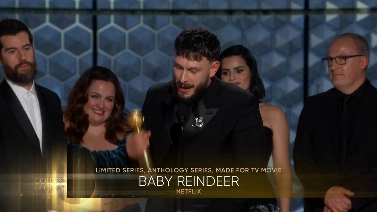 Baby Reindeer is a #GoldenGlobes WINNER! 🏆 Richard Gadd is here to accept the award for Best Limited Series, Anthology Series or Television Motion Picture!