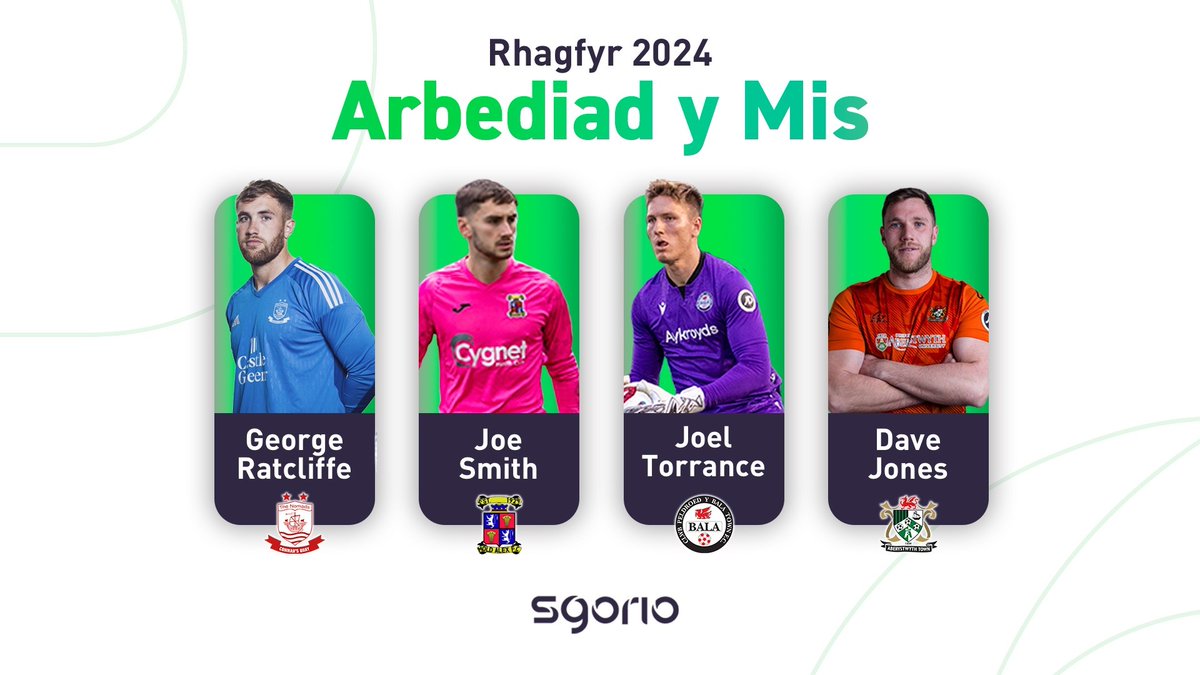 Rhestr fer Arbediad y Mis Rhagfyr 2024 🤩🧤 Four great saves from December - which is your favourite? Vote below! 🗳️ George Ratcliffe - Connah's Quay Nomads FC Joe Smith - Mold Alex FC Joel Torrance - Bala Town FC Dave Jones - CPD Tref Aberystwyth Town FC