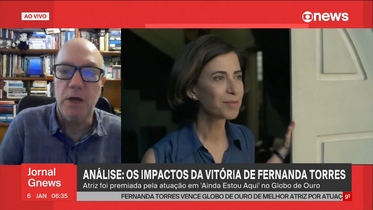 .Arthur Dapieve analisa a vitória de Fernanda Torres no Globo de Ouro 2025: "O fato de ser uma história tão brasileira é muito significativo". ➡ Assista à #GloboNews ao vivo:
