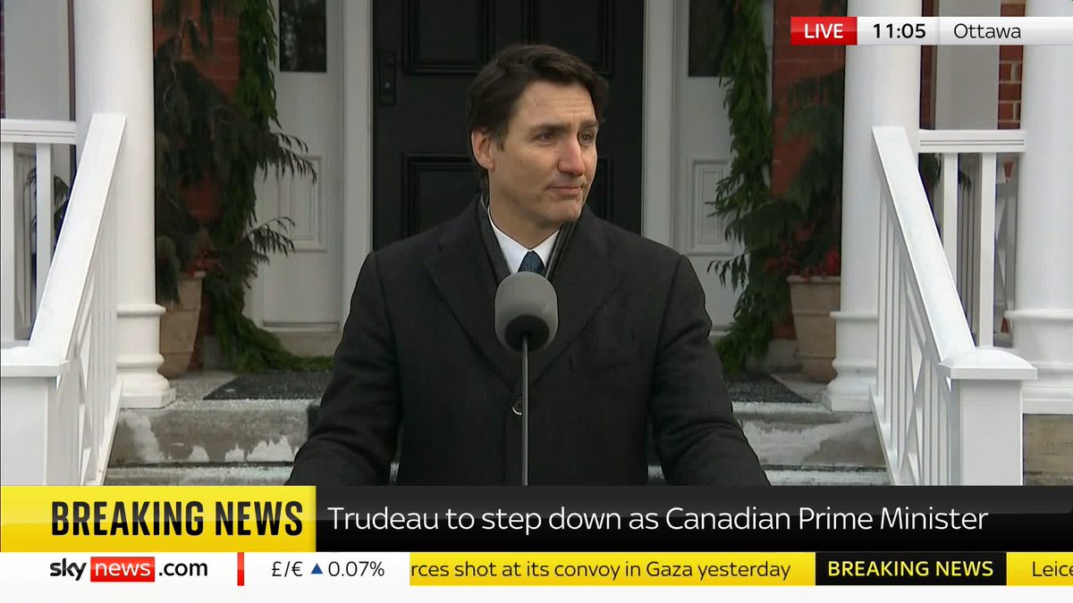 BREAKING: Justin Trudeau has announced he intends to step down as prime minister of Canada 📺 Sky 501, Virgin 602, Freeview 233 and YouTube