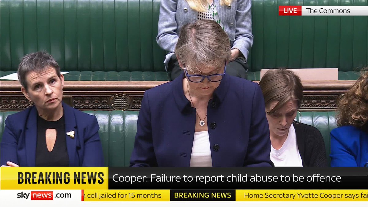 'We will make it an offence with professional and criminal sanctions to fail to report or cover-up child sexual abuse' Yvette Cooper adds: 'The protection of institutions must never be put before the protection of children' 📺 Sky 501, Virgin 602