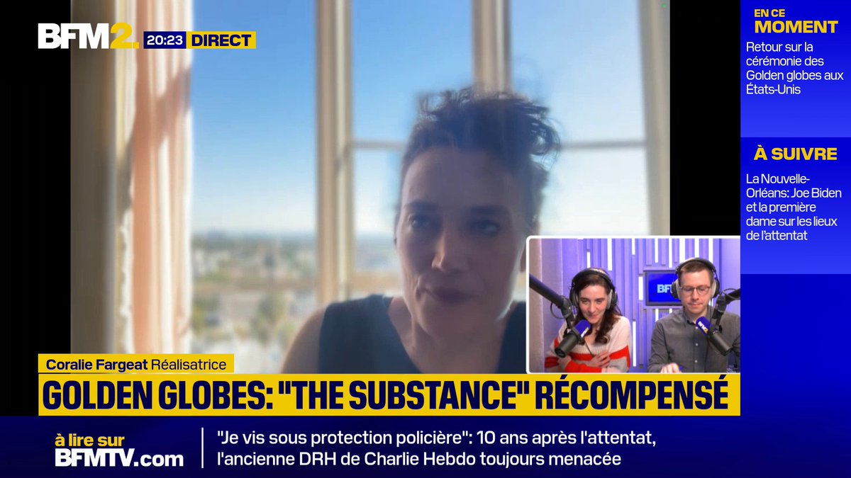 La réalisatrice de "The Substance", Coralie Fargeat, aborde la suite après le Golden Globes de la meilleure actrice dans une comédie remis à Demi Moore pour son rôle dans ce film