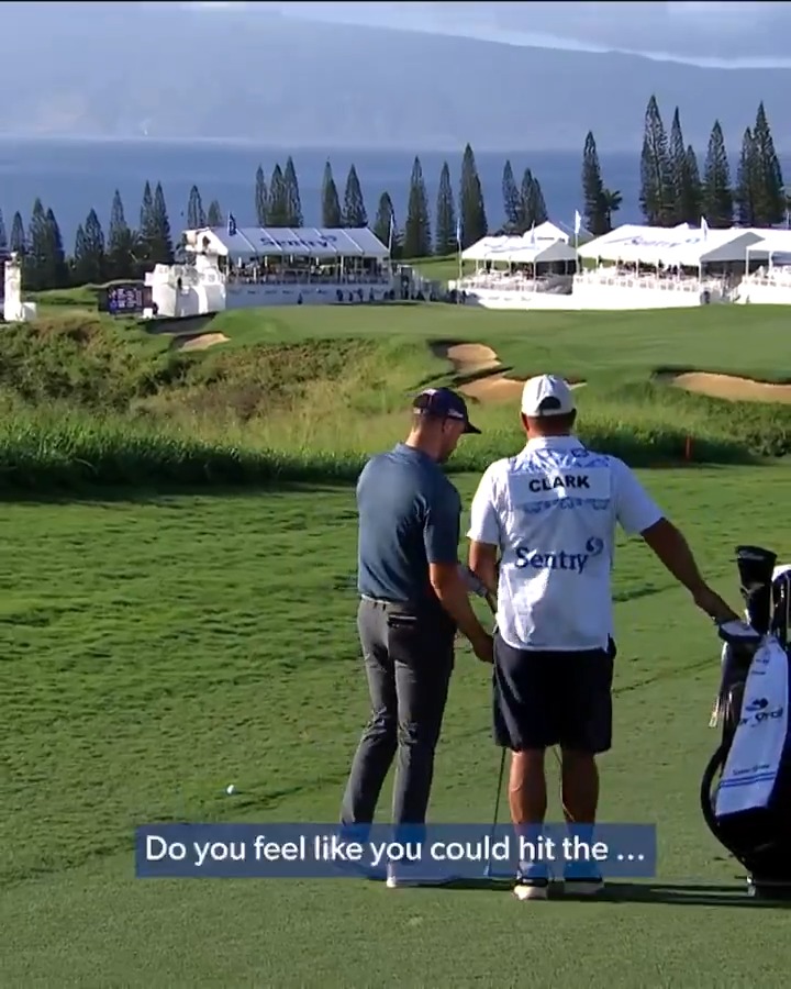 A caddie convo executed to near-perfection. Wyndham Clark and his looper made a better decision before his approach into No. 18 The Sentry. (presented by Aon)