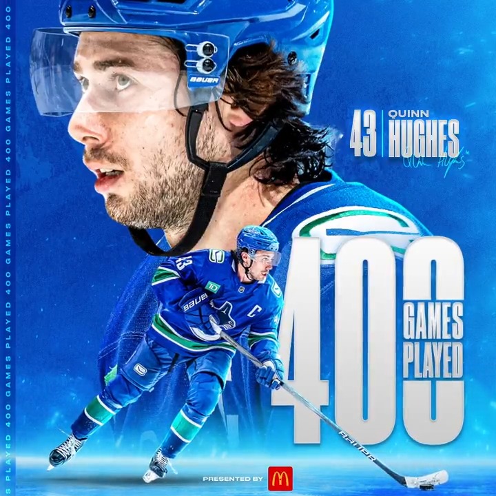 Congrats to our Captain playing in game 4️⃣0️⃣0️⃣ #Canucks | McDonald's 🇨🇦