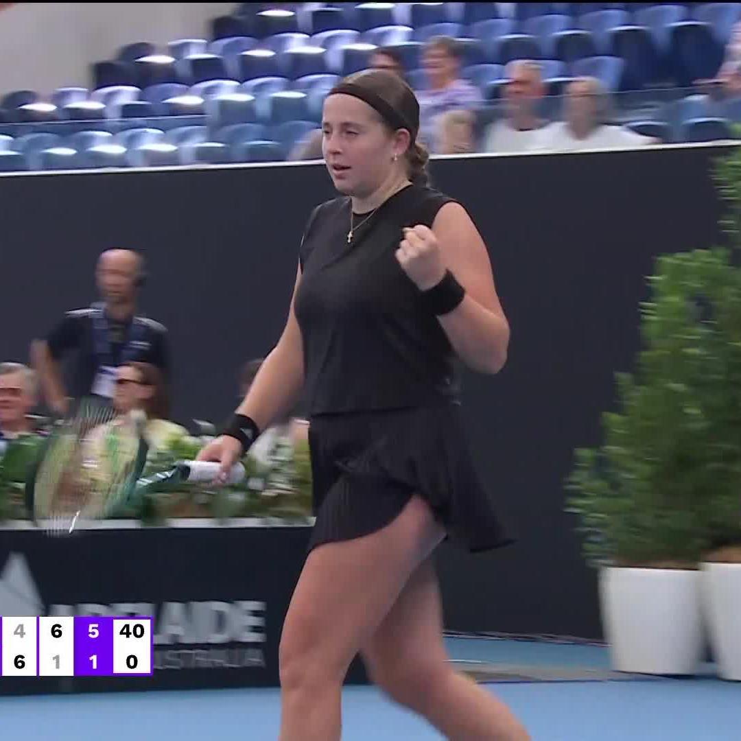 All aboard 🚉 The defending champ Jelena Ostapenko rolls into round 2! #AdelaideTennis
