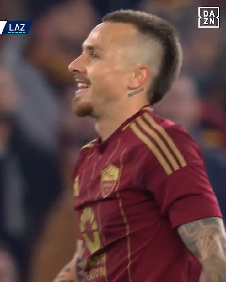 𝗔𝗻𝗴𝗲𝗹𝗶𝗻𝗼 = 🤹 Prima fa un numero in campo, poi gasa i tifosi 🔥🙌 #Angelino #RomaLazio #DAZN