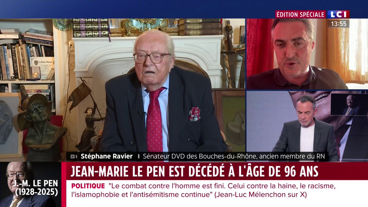 Stéphane Ravier à propos de la mort de Jean-Marie Le Pen : "Un homme courageux, qui en a dans le pantalon, évidemment ça choque. Moi, ça m'a convaincu."