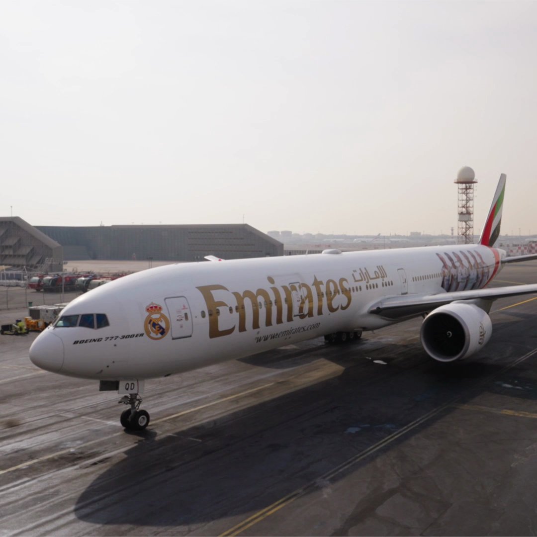 We're flexing our new football kit! ⚽️ Say hello to our @RealMadrid 777. The aircraft will join the club for their journey to Jeddah this week.