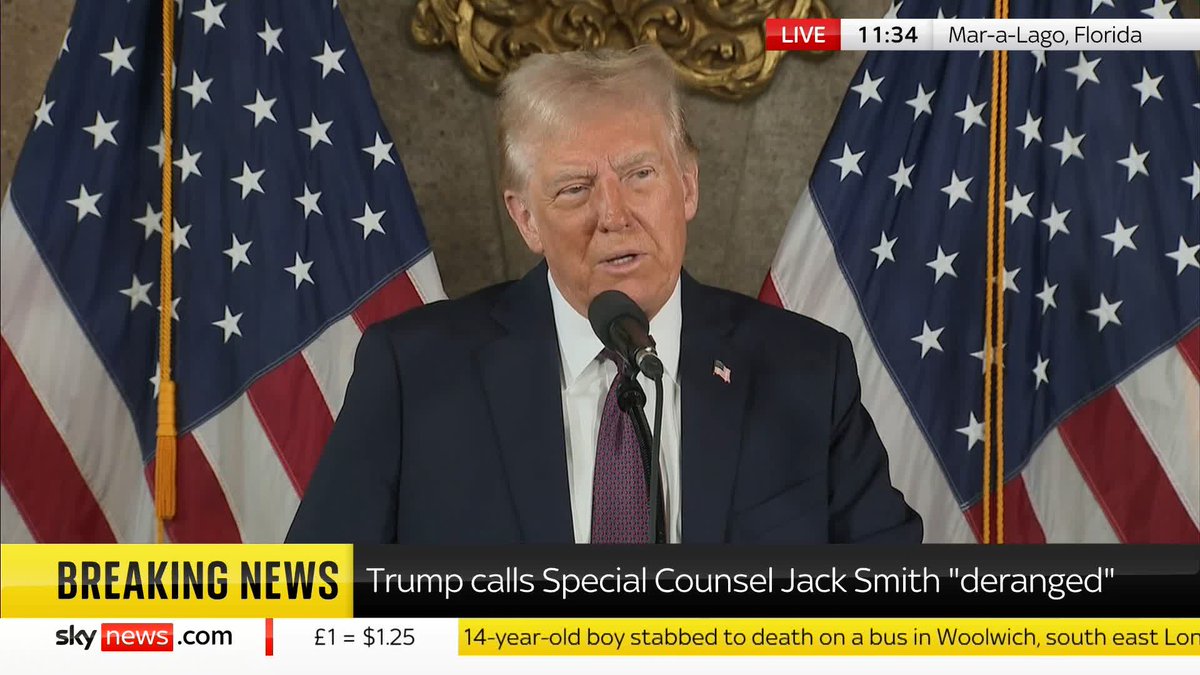 Donald Trump says when he was in power "we had no wars". "Now I'm going into a world that's burning," he says, as he mentions the war in Ukraine, the war between Israel and Hamas and the US withdrawal of Afghanistan. 📺 Sky 501 and YouTube