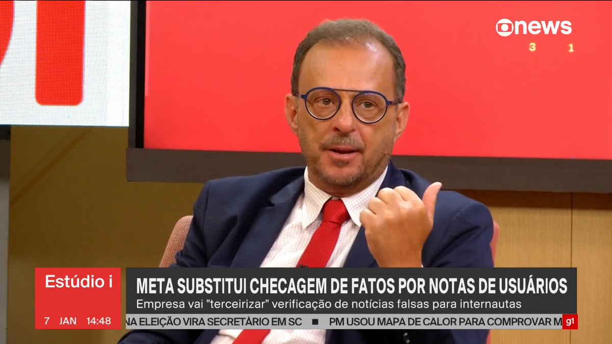 Para Octavio Guedes, big techs são "empresas de comunicação sem o ônus das empresas de comunicação. Ou seja, você pode publicar qualquer coisa que eles fingem que não é com eles, sem editor". ➡ Assista ao #Estúdioi: #GloboNews