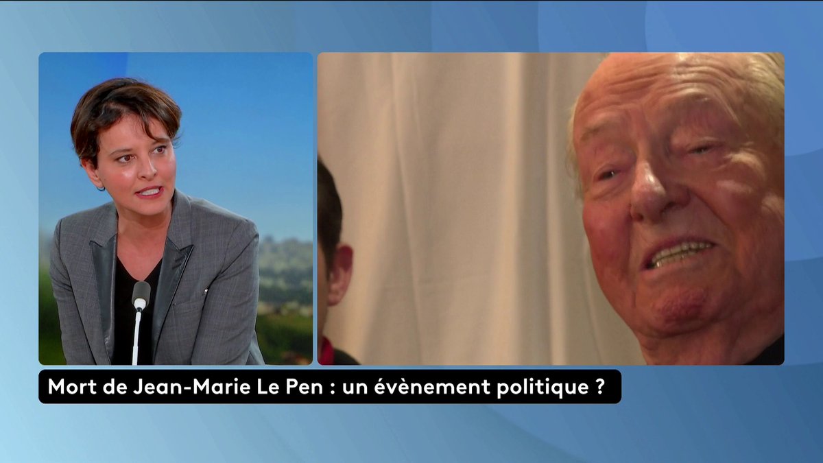 🗣️ "C'est absolument infect, c'est insupportable". L'ancienne ministre Najat Vallaud-Belkacem réagit aux propos de François Bayrou après la mort de Jean-Marie Le Pen, qui a évoqué "une figure de la vie politique française".
