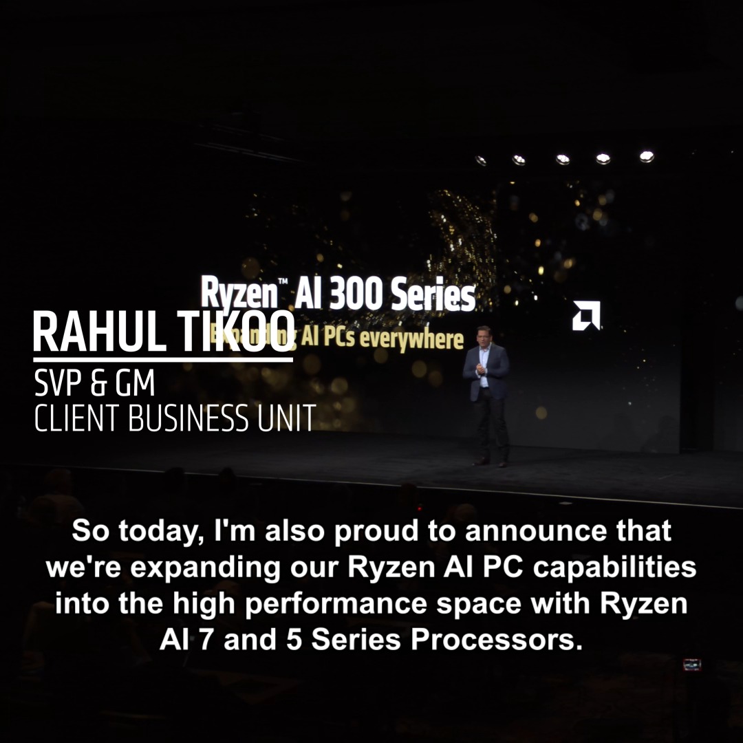 Get a sneak peek at the new the newest additions to the AMD Ryzen AI 300 Series family, including AMD Ryzen AI 7 and Ryzen AI 5 processors, bringing the same trusted performance and AI capabilities to everyone.