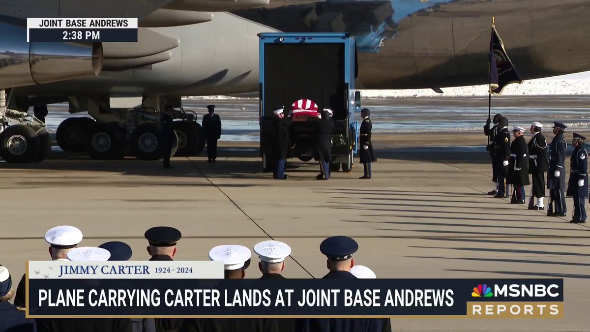 MOMENTS AGO: Carter’s casket arrives at Joint Base Andrews