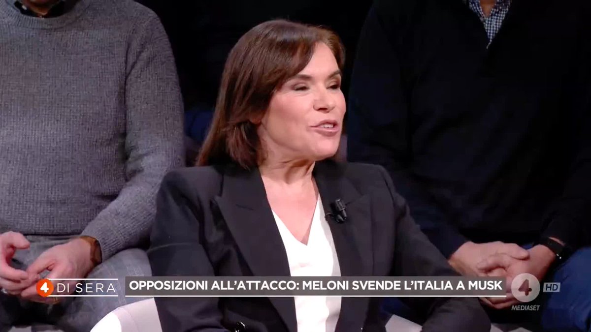 Giorgia Meloni svende l'Italia a Musk? Cosa ne pensate? Ne stiamo parlando a #4disera in diretta su #Rete4 e in streaming su Mediaset Infinity