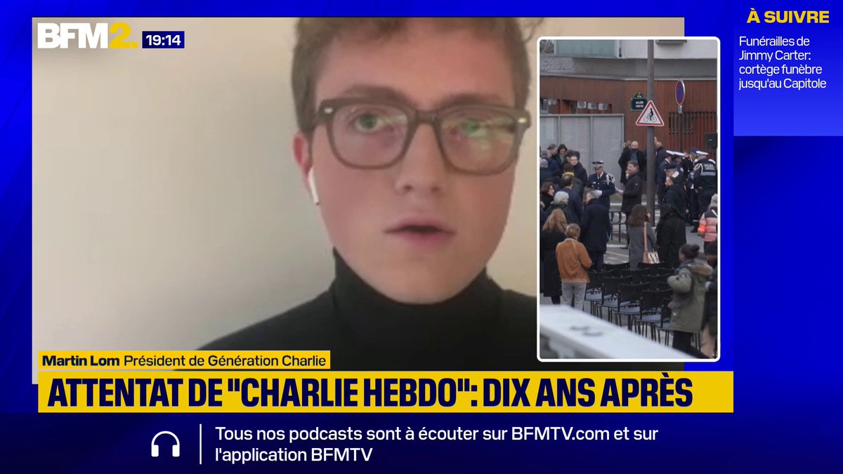 💬 "Parler de ceux qui font Charlie" Dix ans après l'attentat de "Charlie Hebdo", l'association Génération Charlie va à la rencontre des jeunes, explique son président, Martin Lom