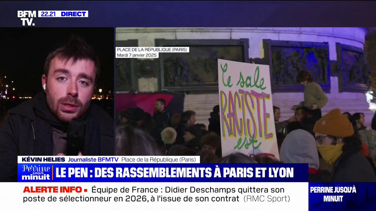 Décès de Jean-Marie Le Pen: plusieurs milliers de personnes rassemblées place de la République, à Paris, pour célébrer la mort du fondateur du Front national