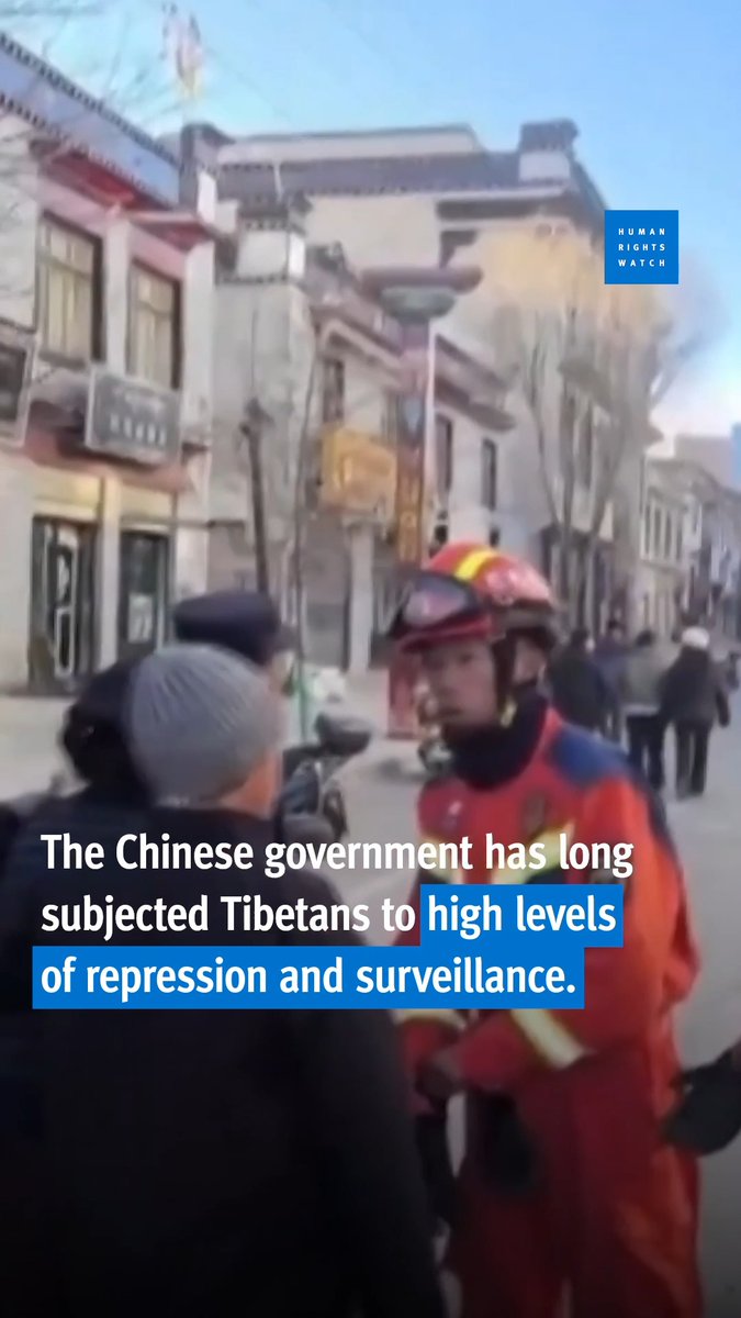 A major earthquake in Tibet killed more than 100 people and injured at least 100 more. The Chinese authorities should allow Tibetans to freely organize to respond to the crisis, and report on earthquake relief efforts without fear of retaliation.