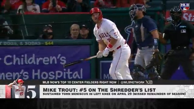 A staple in our #Top10RightNow, Angels outfielder Mike Trout is our #5 center fielder heading into 2025.