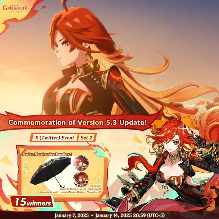 ✨Set 2✨ Commemoration of Version 5.3 Update 🎁Participate for a chance to win official merchandise. How to Participate: ① Follow Genshin Impact ② Retweet this post You can instantly check the event results here>>> #GenshinImpact