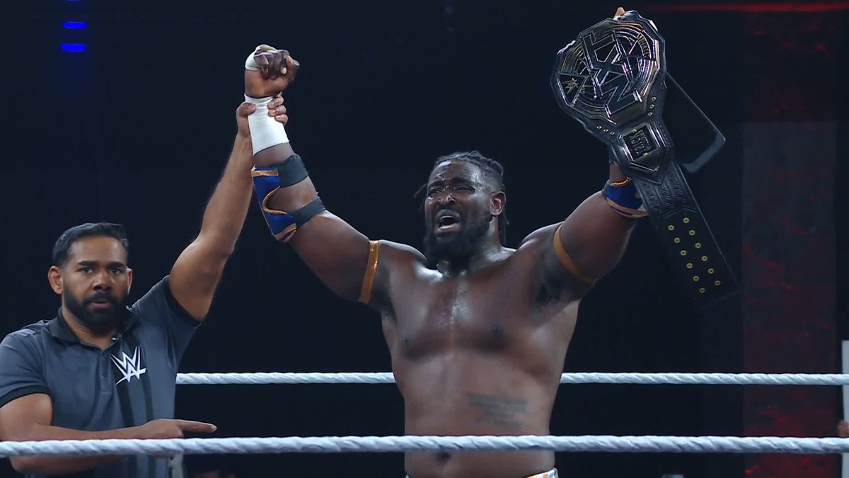 THE GAME HAS CHANGED. 🤯 OBA FEMI IS THE NEW #WWENXT CHAMPION!!! #NewYearsEvil