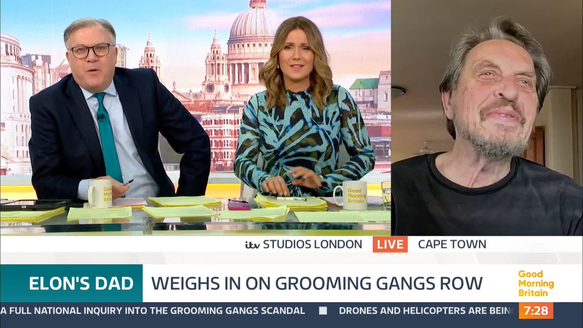 #gmb interviewing Elon Musk’s dad about the grooming scandal and not asking him about how he groomed his own stepdaughter to have two kids with her…. is strange to say the least Susanna Reid Ed Balls