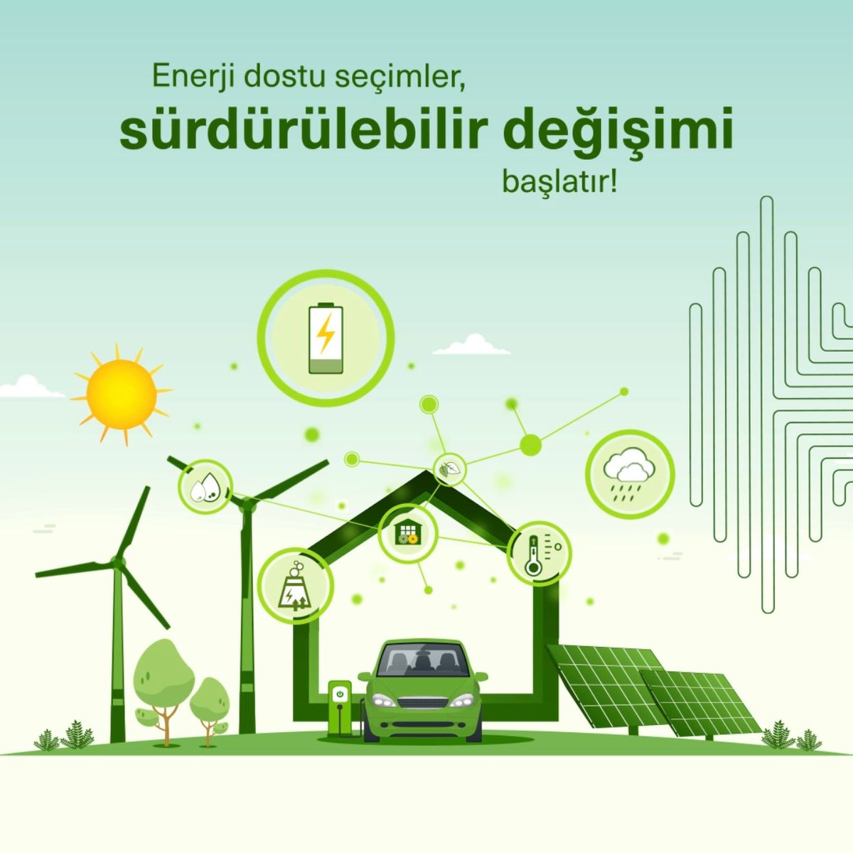 Enerji tasarrufu yaparak geleceğimize sahip çıkalım, doğru yöntemlerle doğayı koruyalım! Nasıl mı? Enerji dostu ürünleri tercih edelim. Kullanılmayan cihazları kapatalım. Kısa mesafelerde, araç yerine bisiklet veya yürümeyi tercih ederek sağlığımızı ve çevremizi koruyalım. 💙 🌼