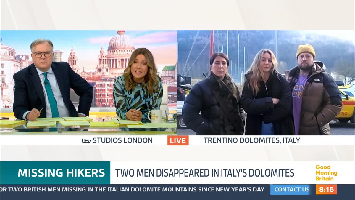 'It doesn't make sense.' Bex Dimmock, the girlfriend of one of the British hikers who is missing in the Italian Dolomite mountains, has told GMB her boyfriend was an 'experienced hiker.' Bex's boyfriend Aziz Ziriat and his friend Sam Harris were last seen on New Year’s Day.
