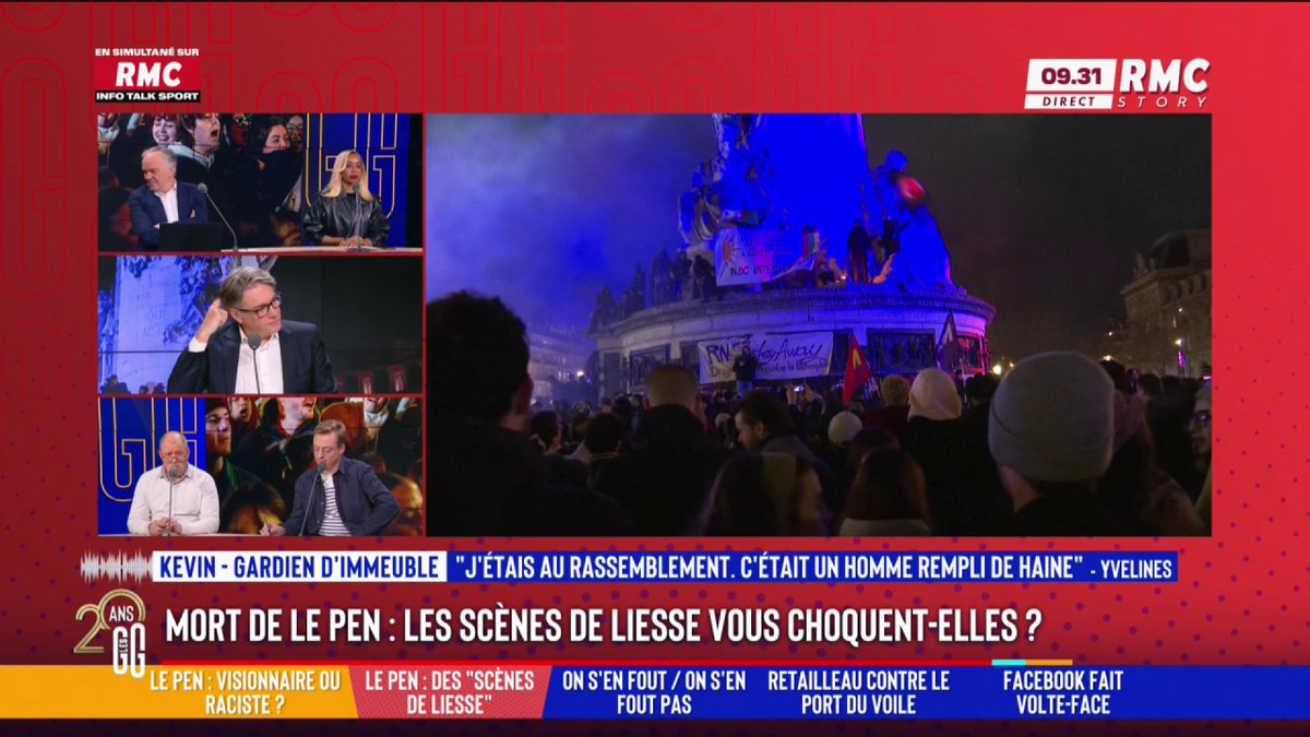 ⚫️ Mort de Jean-Marie Le Pen/les scènes de liesse 📞 Wallace : "Si l'auditeur veut combattre les idées, qu'il vote dans les urnes ! Mais qu'il n'aille pas se réjouir de la mort de quelqu'un !" 📞 Kévin : "En France, on est libre de manifester et de faire des fêtes !" #GGRMC