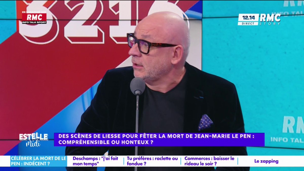 ⚫️ Des scènes de liesse la mort de Jean-Marie Le Pen 🎙️ frédéric hermel🇫🇷 : "Ça me désole... Ce sont des gens jeunes... c'est ça l'avenir de la France ? Ils ont tellement peu de choses dans leur vie qu'ils ont besoin de la mort d'un type de 96 ans pour faire la fête ?" #EstelleMidi