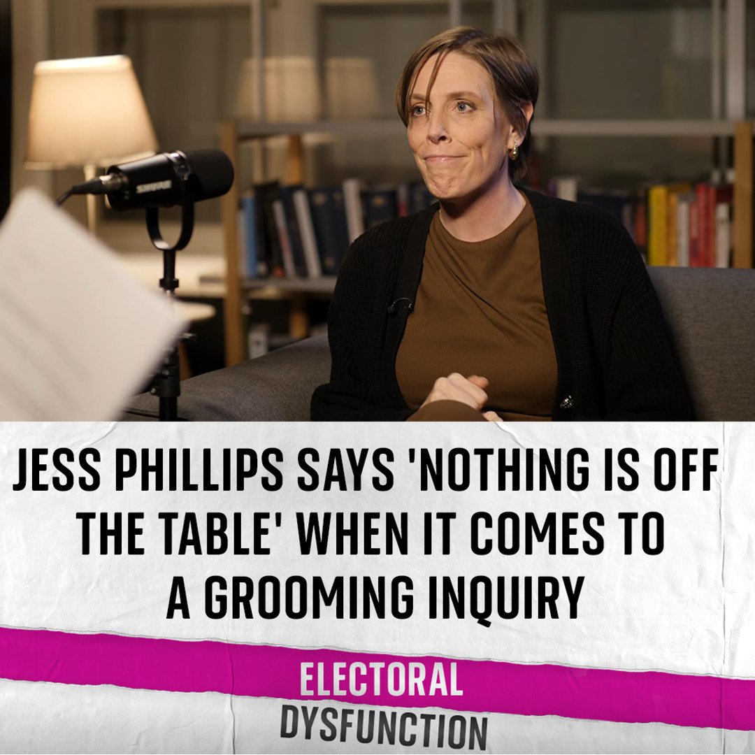 Safeguarding Minister Jess Phillips has told Sky News that "nothing is off the table" and a national grooming inquiry could happen, if requested by victims. She spoke to Beth Rigby - you can hear the full interview on an #ElectoralDysfunction special from tomorrow.