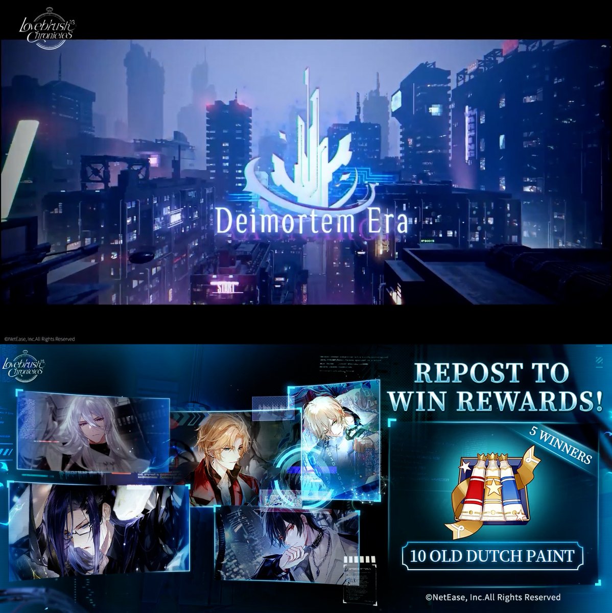 🌃Event Preview🌃 The "Deimortem Era Phase I" event will be available on January 16! 🎁"Deimortem Era Phase I" Warm-up🎁 Follow us &amp; retweet with the hashtag #LovebrushChronicles 🎉Prize: Old Dutch Paint x10 (5 winners) #LovebrushChronicles
