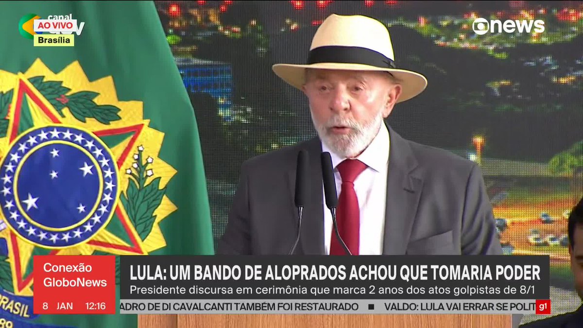 “Hoje, é dia de dizermos em alto e bom som: ‘Ainda estamos aqui’”, declara o presidente Lula em cerimônia sobre os atos golpistas do 8/1. “Se estamos aqui, é porque a democracia venceu”. ➡ Assista ao #ConexãoGloboNews: #GloboNews