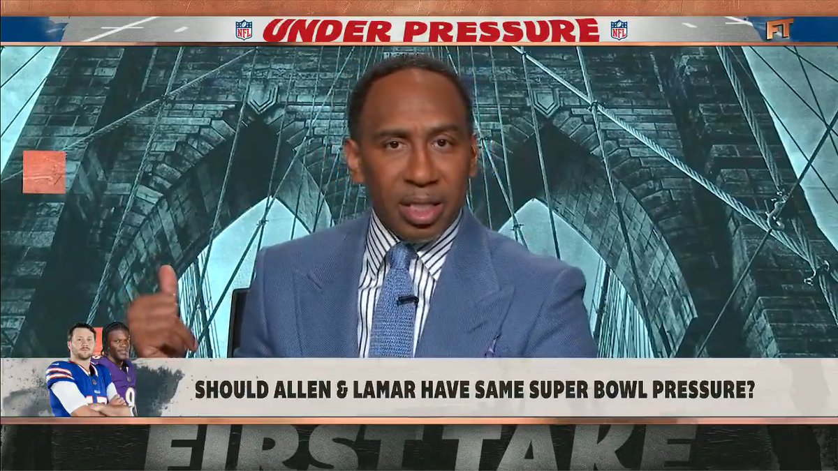 .Stephen A Smith believes Lamar Jackson is under MORE pressure to win a title than Josh Allen. "Lamar Jackson's a super star, but there are nine people in NFL history who've won multiple MVPs. He's the only one who has never won a Super Bowl."