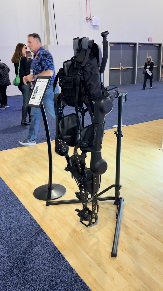 Spotted at #CES2025 🤖 CosmoRobotics' wearable robot going for a stationary stroll