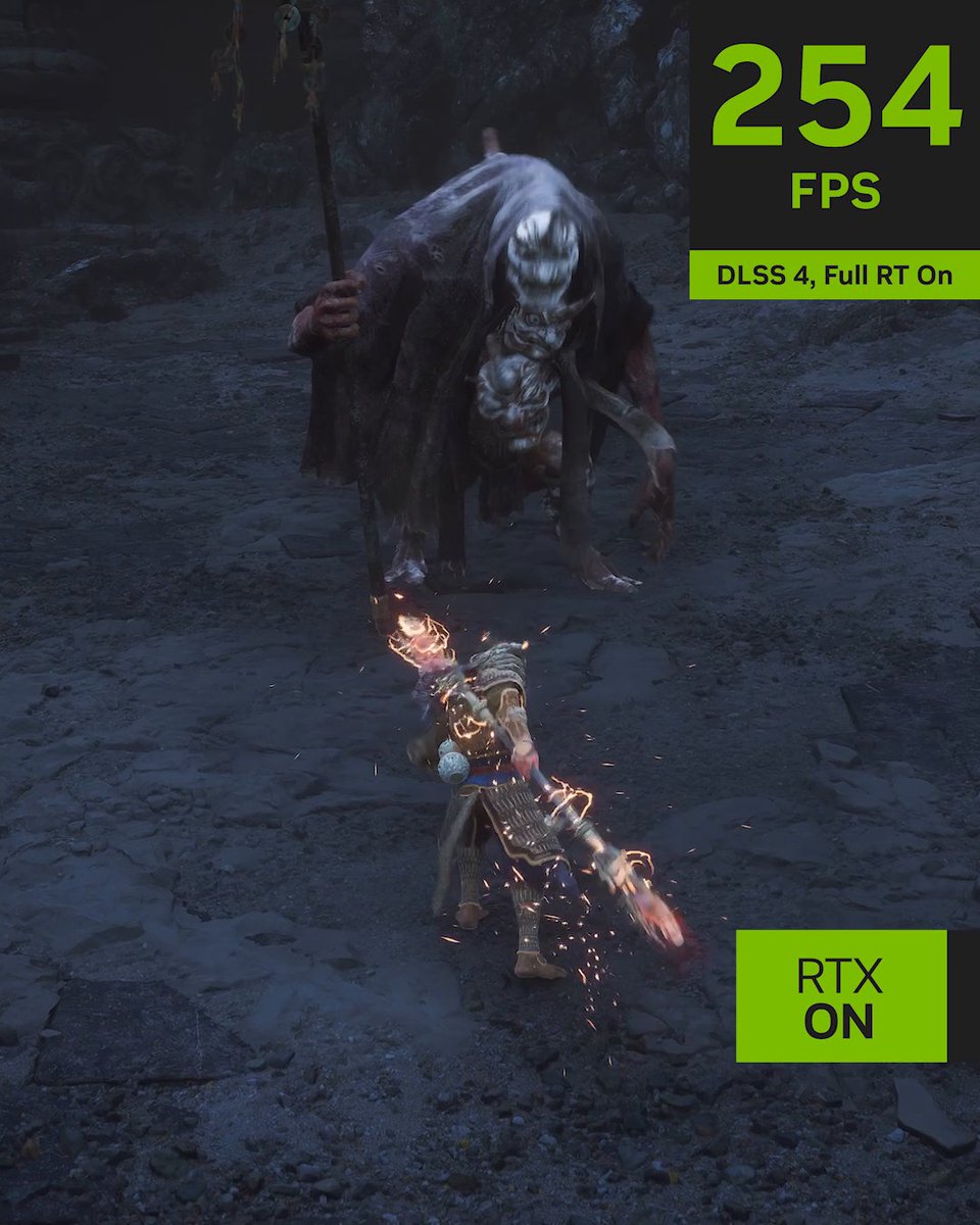 Destined Ones, The critically acclaimed and award-winning Black Myth: Wukong is upgrading to the AI-powered NVIDIA DLSS 4 boosting framerates and stunning ray-traced visuals. #RTXOn →