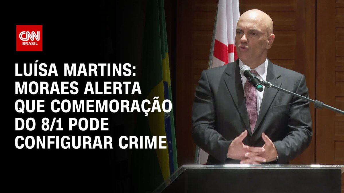 Luísa Martins: O ministro Alexandre de Moraes, do Supremo Tribunal Federal (STF), alertou que as pessoas que comemoram os atos criminosos de 8 de janeiro também podem responder criminalmente na Justiça. #CNNBrasil360