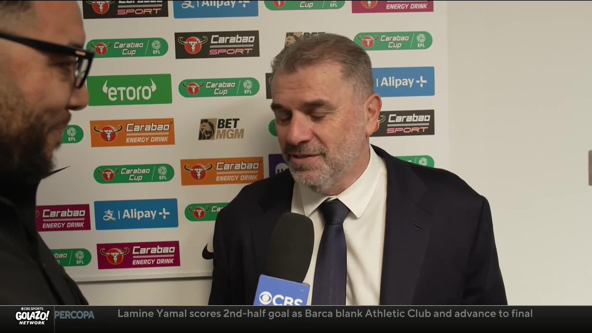 “The boys worked their socks off, they gave everything.” 💪 Troy Deeney catches up with Spurs boss Ange Postecoglou following a big first leg win over Liverpool 🎤