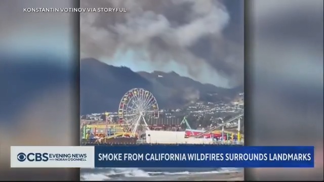 Santa Monica’s pier and amusement park are shrouded in smoke as the Southern California wildfires ravaged communities. CBS News’ Tom Hanson looks at the heart-wrenching damage to some iconic landmarks.