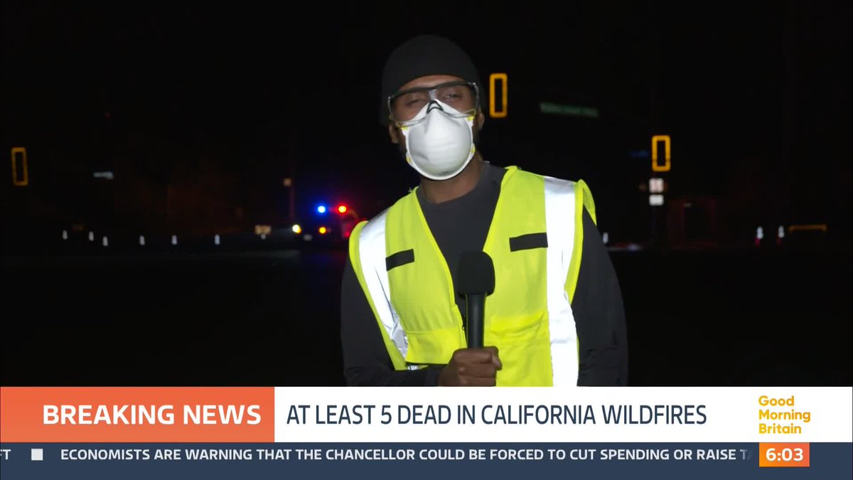 Five have been killed in the Los Angeles wildfires, as around 137,000 people have been told to flee. Tom Hanks, Paris Hilton and Reese Witherspoon are among the thousands who have had to leave. Noel Phillips reports.