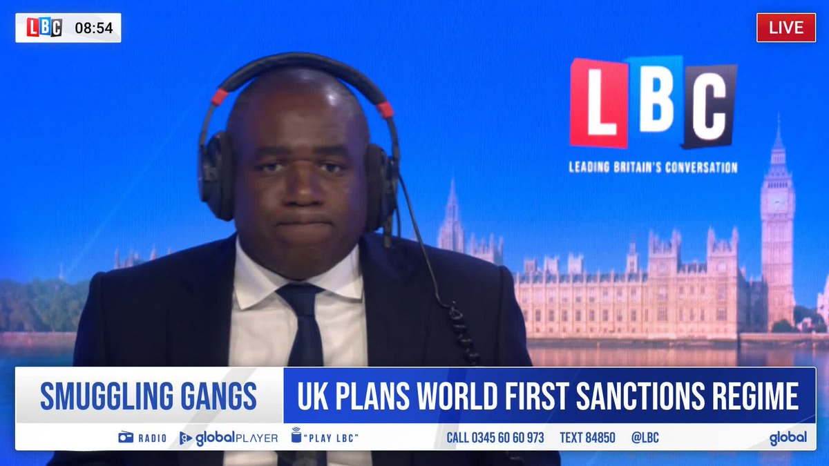 "I don’t think they all have bank accounts with Lloyds" Nick Ferrari challenges David Lammy on Labour's proposal to use sanctions against people smuggling gangs.