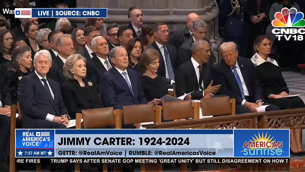 JIMMY CARTER: 1924-2024 The lineup of Presidents at Jimmy Carter's funeral shows a moment when President Trump and Former President Barack Obama were engaged in what appeared to be a friendly. cordial conversation. Dr. Gina David Brody Terrance Bates