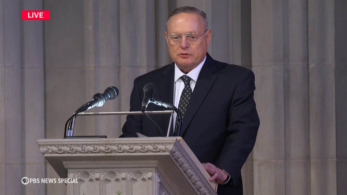Ted Mondale delivers a tribute to Jimmy Carter written by his father, former Vice President Walter Mondale, before his death in 2021: "We came up with a sentence, which remains an important summary of our work: 'We told the truth, we obeyed the law and we kept the peace.' That we did, Mr. President."