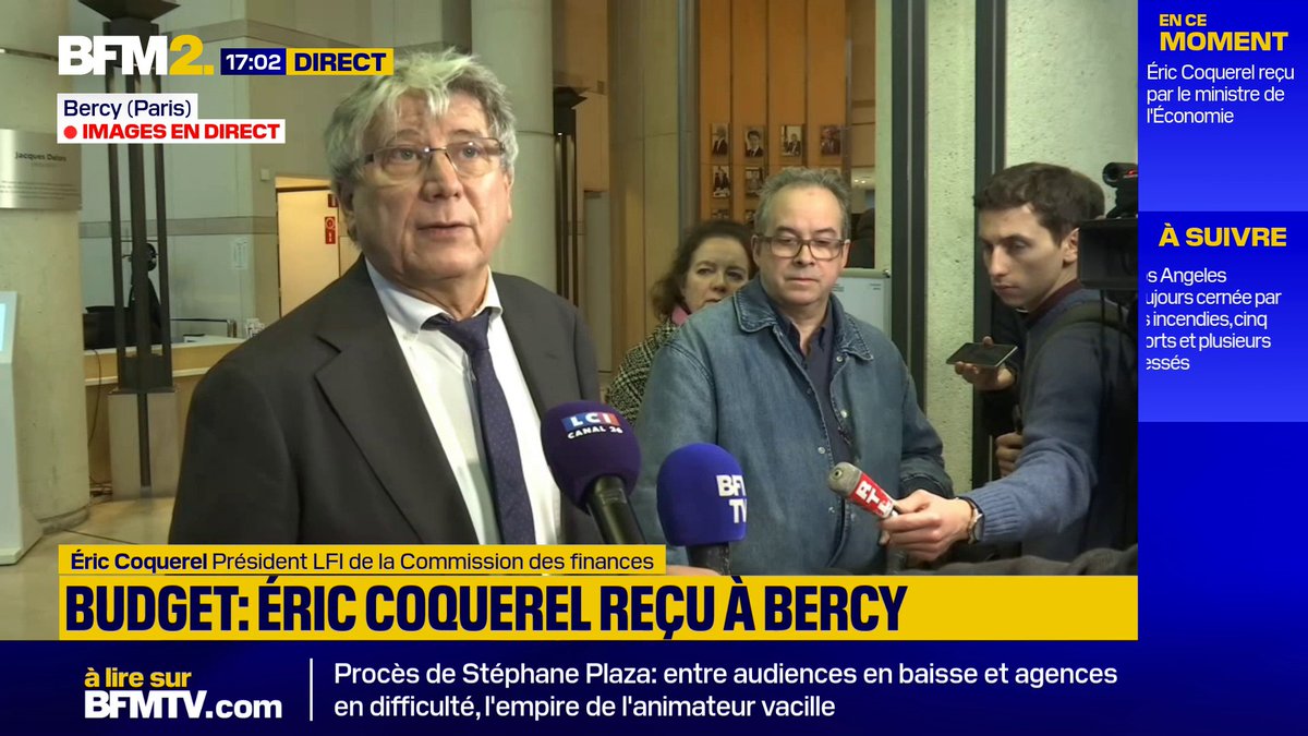 💬"Ce budget risque d'être aggravé et je vois mal comment on n'arrivera pas à la conclusion de la censure" Éric Coquerel, président LFI de la Commission des finances à l'Assemblée, réagit après son entretien avec le ministre de l'Économie