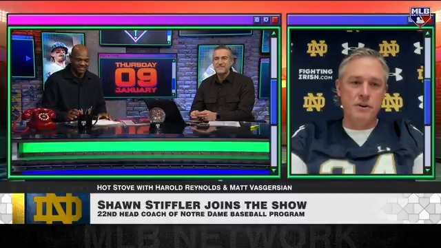 The spotlight will be on Notre Dame 🏈 tonight, but Notre Dame Baseball is getting ready for a big spring! Head Coach Shawn Stiffler joins #MLBNHotStove to discuss the program's history and gearing up for the season.
