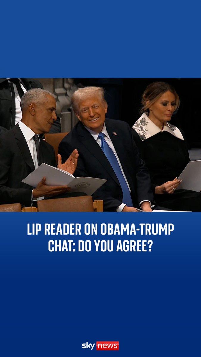 Barack Obama and Donald Trump were spotted chatting at Jimmy Carter's funeral. Here's what a lip reader could make of their conversation - do you agree? 💬🗨