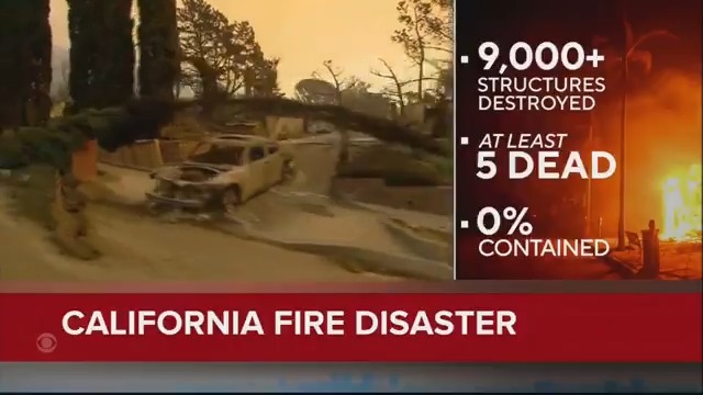 President Biden called the wildfires surrounding Los Angeles "the most widespread, devastating fires in California’s history," and says the federal government will pay for 100% of the disaster response costs for the next six months. At least five people have died so far.